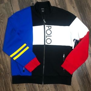 Ralph Lauren Polo Vertical Logo Mesh Color Block Track Jacket Size L MSRP $180